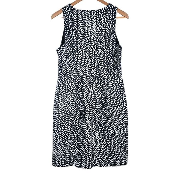 J Crew Factory Sheath Dress Basketweave Oncilla Print Women's Size 8 Navy Lined - Picture 3 of 13